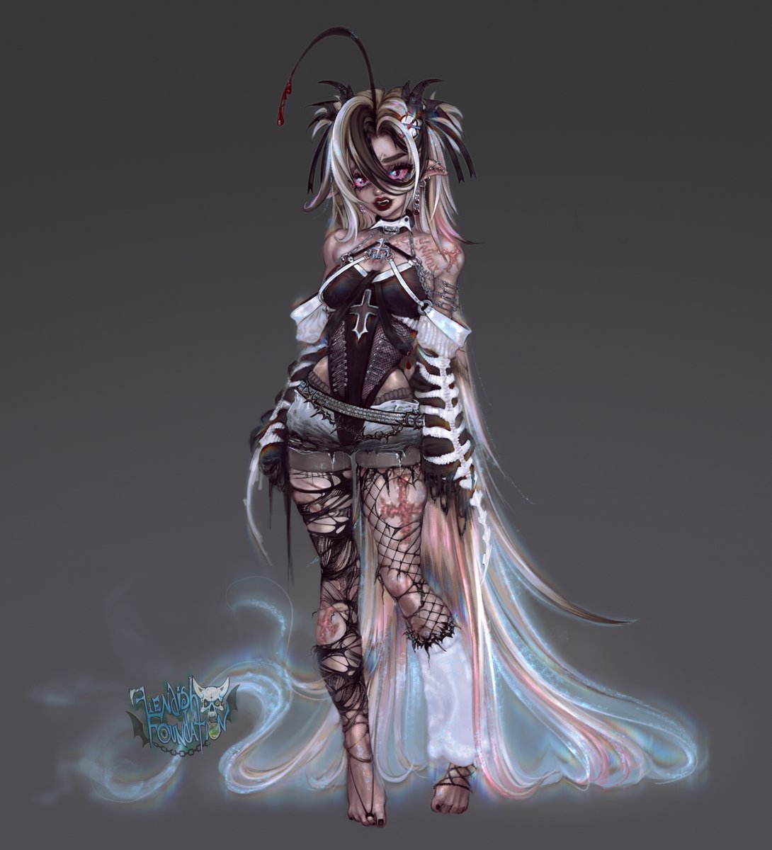 FiendishForm's tweet image. Ethically Sources Goth girl art! Drawn by a REAL goth! Chock full of AUTHENTIC GOTH FLAVOUR *manic laugh* no really, plz check out my art ✨🎃✨