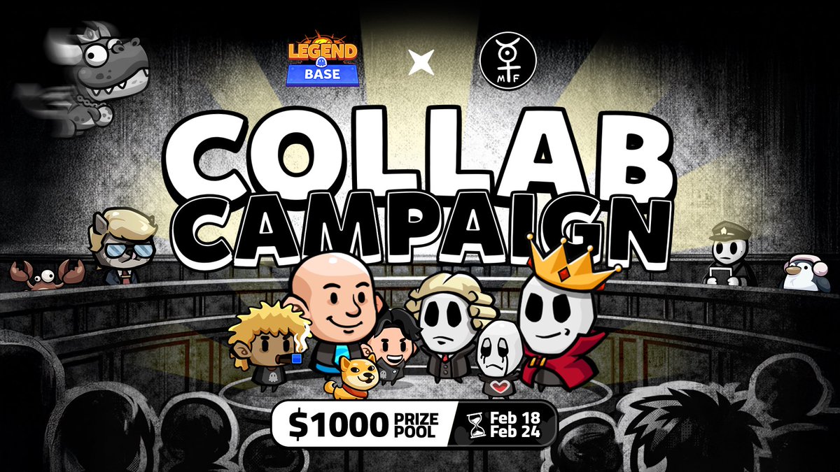 [COLLAB CAMPAIGN]

Super excited to launch a special event series with <a href="/MrFreeman0/">Mr. Freeman</a> inside Legend of Base 🚀

🎁 Total Prize Pool: $1,000
• $300  Checkin with Mr.Freeman in Legend Square event
• $300 Legend Meets Mr.Freeman — Social UGC Challenge event
• $400 Lucky Mint event