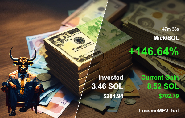 EHeidi94793's tweet image. 🚨 Trade Profit Tracker 🚨

🔔 Mick/SOL

How I Earn Passive $1,200/Day Using a MCMEV Bot 💸 #CryptoTrading #DeFiTools t.me/mcMEV_bot

🗂 CA: 9v2QS1BYSoaRHfvLsTgC2V3Qz8ZDnkTBbFVevK6gpump

💰 Profit: 146.64% | ⏱️ Time: 47m 38s

💸 Invested: 3.46 SOL | 💰 Gained: 8.52 SOL