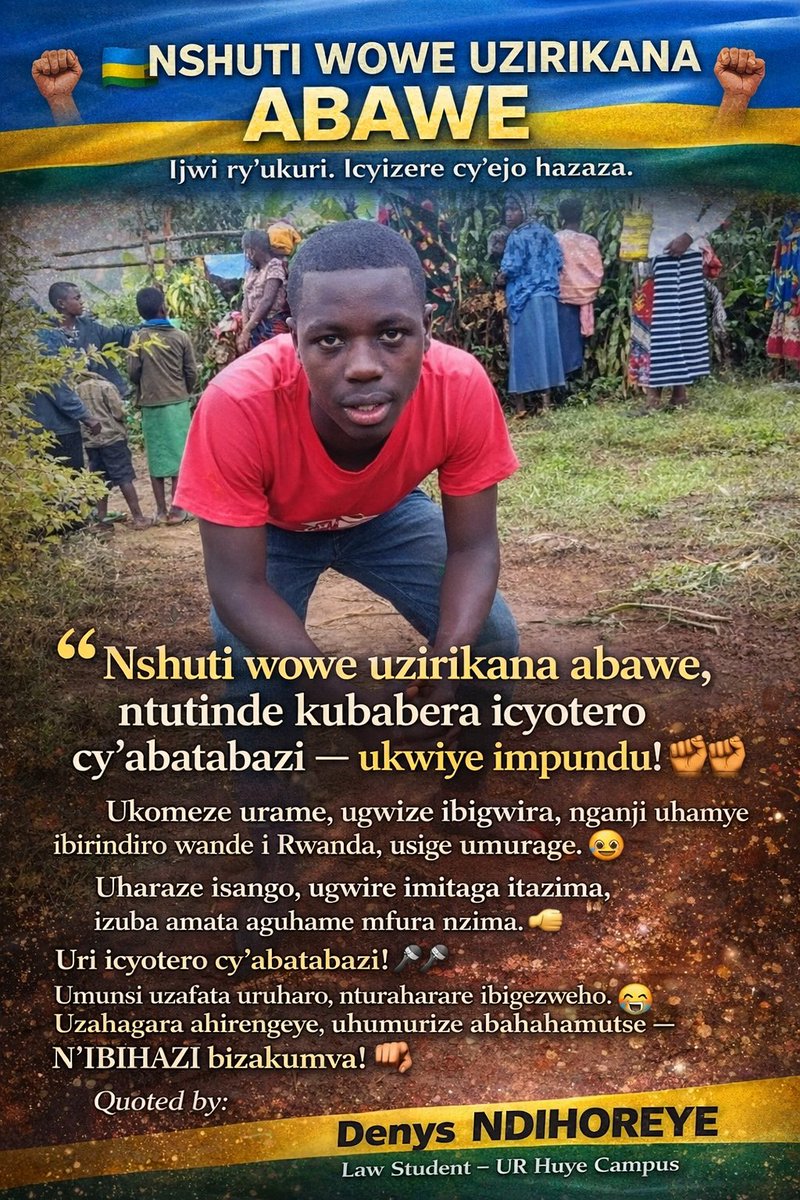 #Nshuti wowe uzirikana abawe ,ntutinde kubabera icyotero cyabatabazi ukwiye impundu✊✊✊
#Ukomeze urame ugwize ibigwira umunsi uzafata Uruharo nturaharare ibigezweho 😭Uzahagara AHIRENGEYE uhumurize abahahamutse #N'IBIHAZI bizakumva 🫵