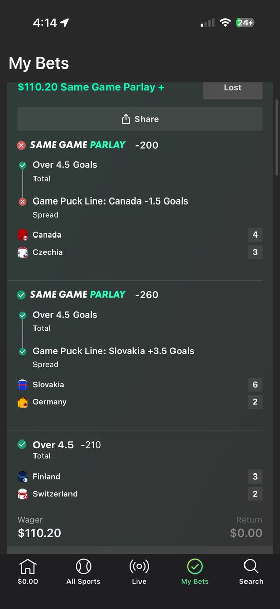 Mxrcer81's tweet photo. @Xposed Was my last leg that didn’t hit! Also thought it was a lock for sure, just happy Canada pulled off the win https://t.co/YHgHBJjWwd