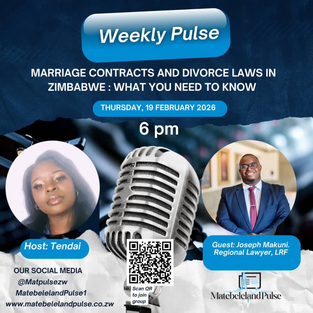 matpulsezw's tweet photo. ⚖️ Marriage & divorce laws—know your rights!
Join Tendai & Joseph Makuni, Regional Lawyer from @LRFZimbabwe, as they break down marriage contracts, divorce procedures & legal protection in Zimbabwe.
🕕 Thu, 19 Feb | 6 PM | 📲 Scan QR to join live
#WeeklyPulse https://t.co/hPSAdNocSv