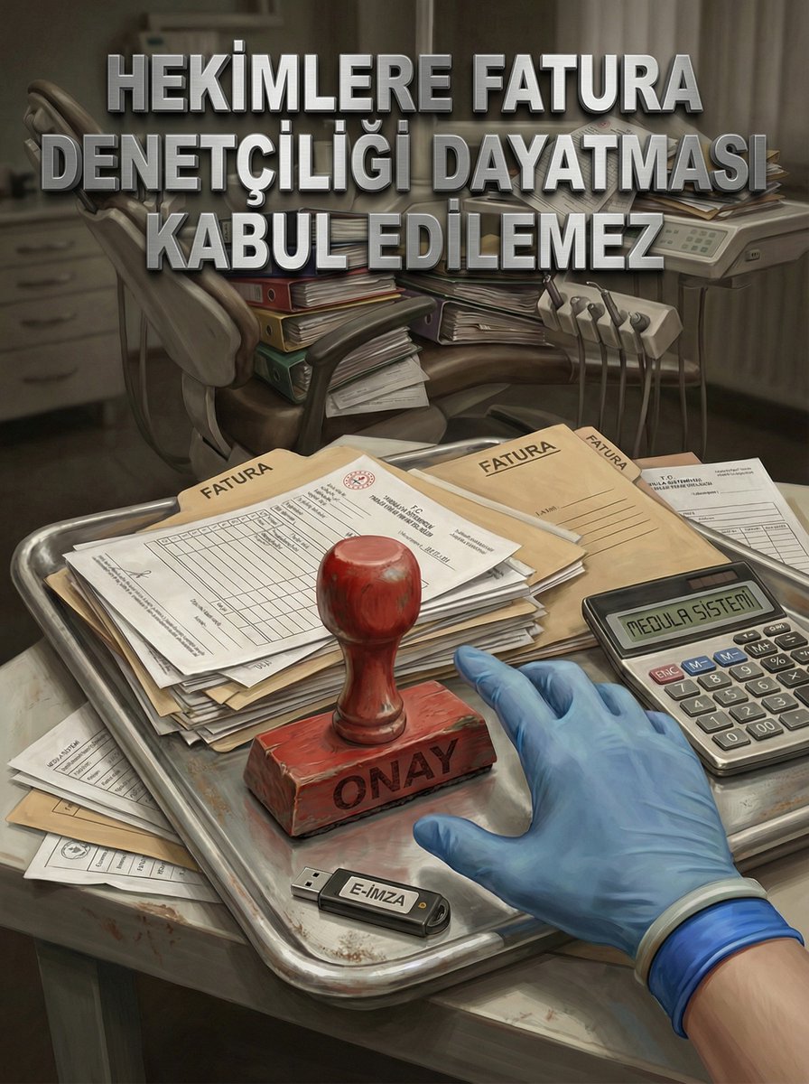 📢HEKİMLERE FATURA DENETÇİLİĞİ DAYATMASI KABUL EDİLEMEZ

📍 SAĞLIK HİZMETLERİNİN FATURALANDIRILMASINDA HEKİM ONAYI ZORUNLULUĞU.

Sağlık Hizmetleri Genel Müdürlüğünün 11.12.2025 tarihli yazısında, sağlık hizmetlerinin ilgili hekimler tarafından onaylanmasına ilişkin yazılım