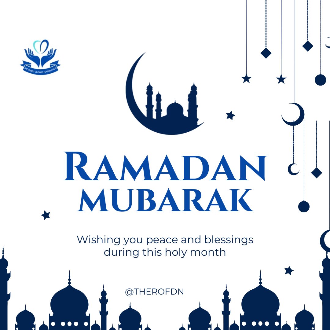 therofdn's tweet image. From The Rabiu Olowo Foundation, we warmly wish you and your loved ones a blessed Ramadan. 
May you complete it in good health, peace, and prosperity. Ramadan Mubarak! 🌙
#Ramadan #trof