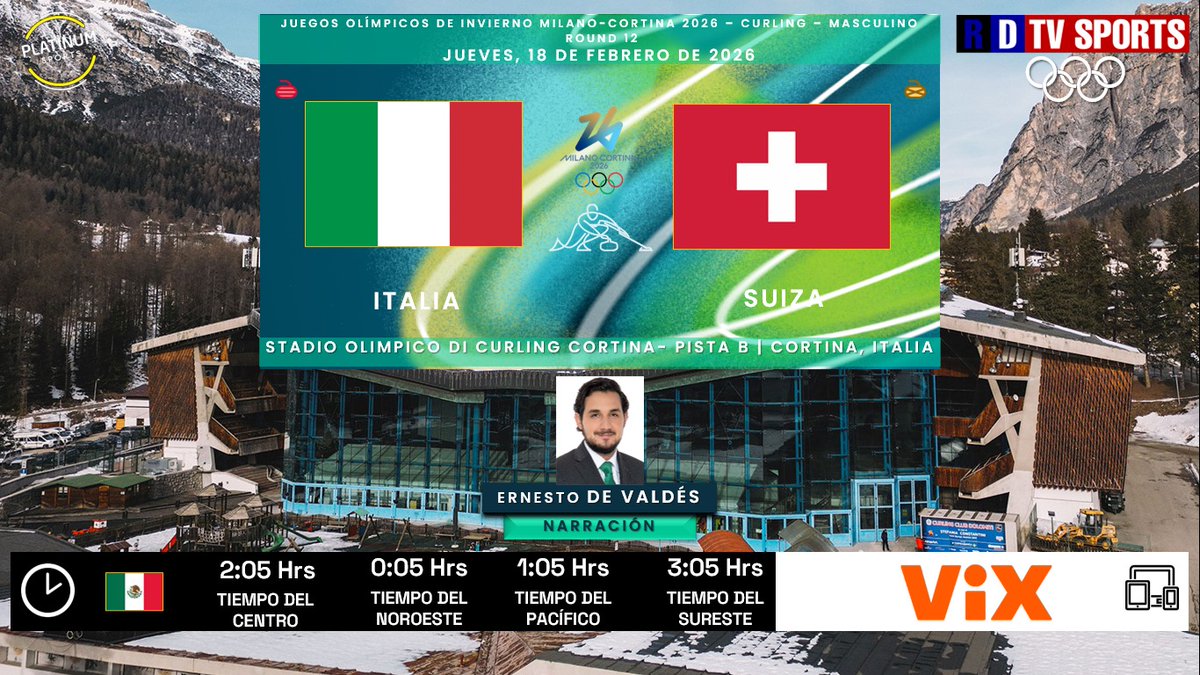 🇮🇹 #JuegosOlímpicos #MilanoCortina2026 🥌 #Curling Masculino Ronda 12 | 🇮🇹 #Italia 🆚 #Suiza 🇨🇭

📅 Hoy
🇲🇽⏰ 2:05 Hrs, 0:05 Hrs TP
📱💻 <a href="/VIX/">ViX</a>
🎤 <a href="/edevaldes94/">Push De Valdés</a>

🤳 #LaMagiaDeLosJuegos #OlympicGames #Olympics  #WinterOlympics #ITASUI