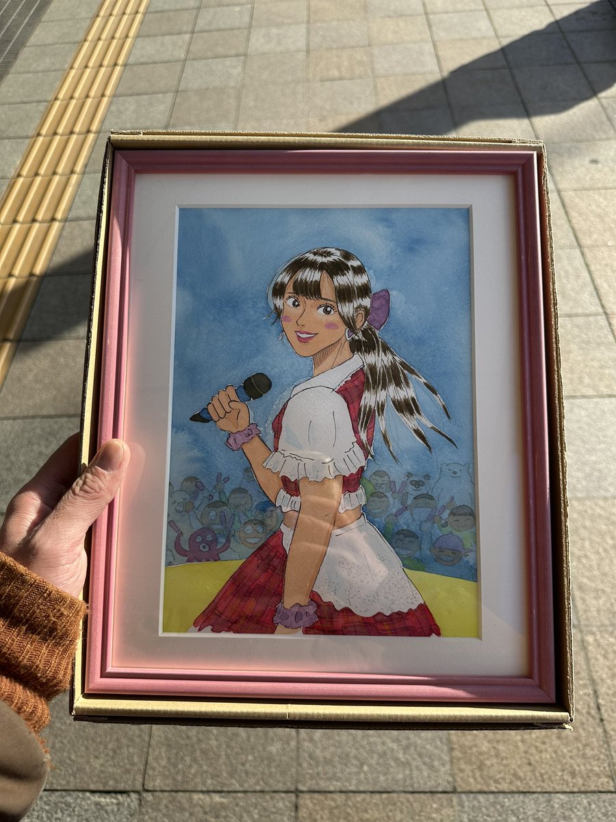 hime 正規品プリントイラスト 額装済【極美品】 歪に切った画用紙も マットを入れて額装すると映える 新藤さん