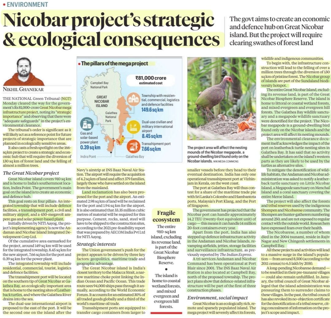 imRavikantYadav's tweet image. Nicobar project's strategic &amp;amp; ecological consequences

:Insightful article by Sh Nikhil Ghanekar 
@NGhanekar 

#GreatNicobarMegaProject
#Township #Defence #TransshipmentPort #POWERPLANT #Deforestation #Nicobar #Tribes #Shompens #GiantLeatherbackTurtles
#Displacement #Development