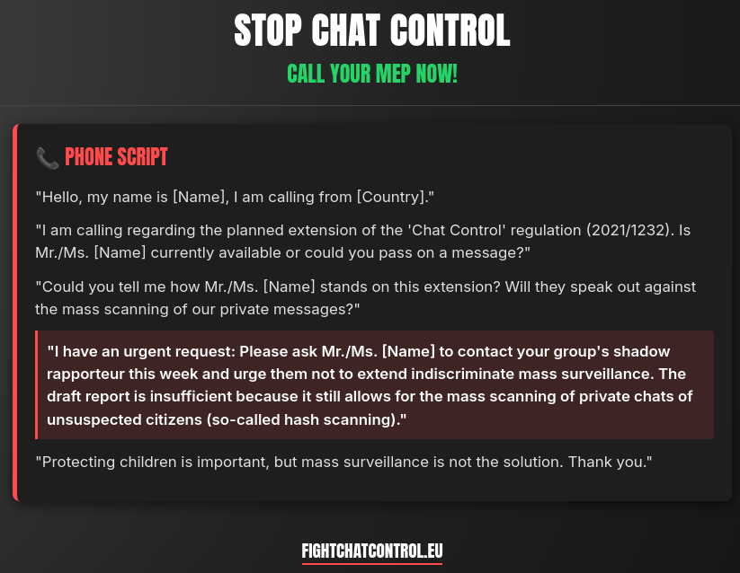 echo_pbreyer's tweet photo. 🇪🇺Now even the EU data protection supervisor warns against "indiscriminate scanning" as a result of #ChatControl 1.0: https://t.co/KOObXA10Lp
Only a few days left to call LIBE MEP offices and convince them to stop it!
🗣️ Script & phone numbers in the images 👇 https://t.co/hjHnAnErIN