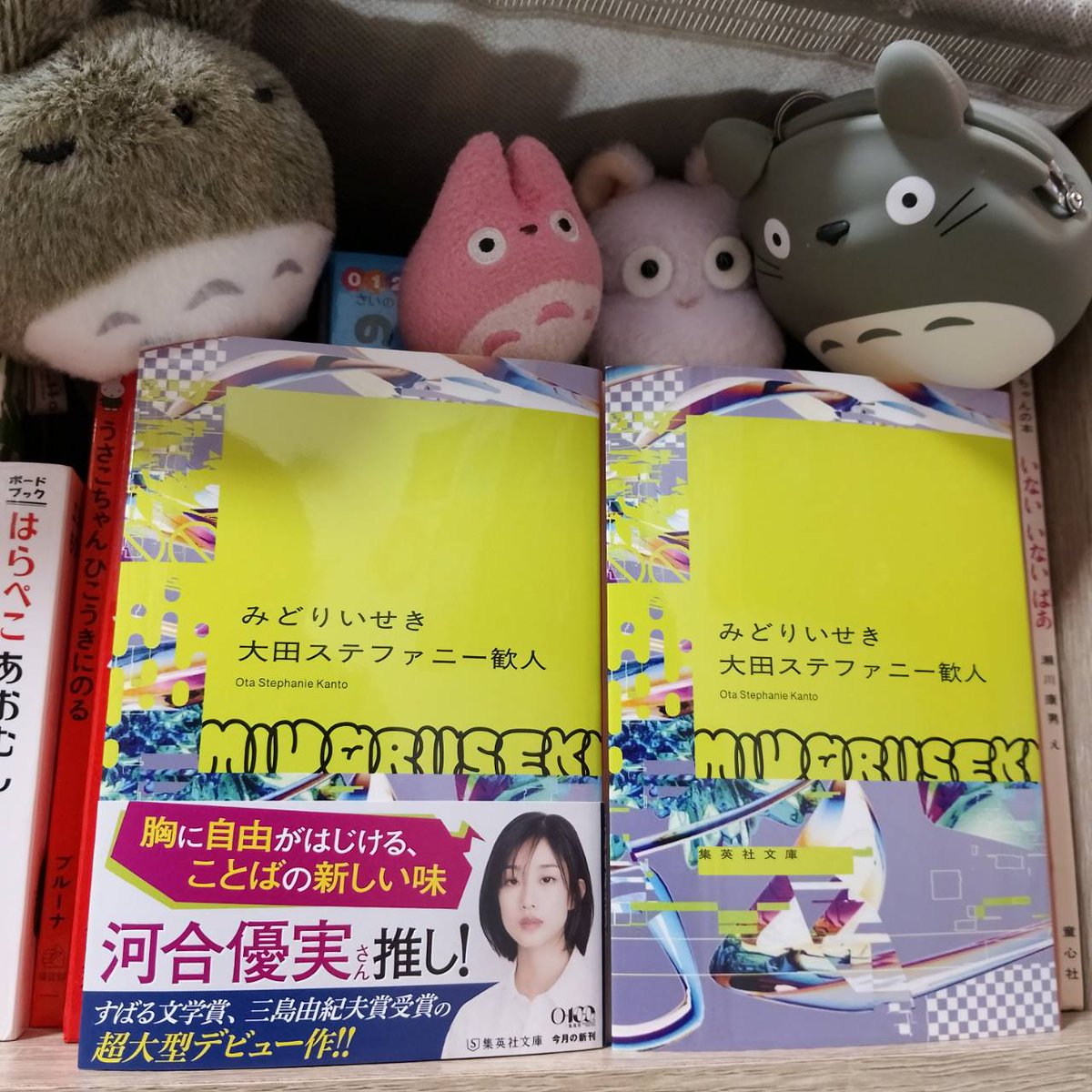 ill_big_donuts's tweet photo. 🌈🥦㊗️よいお知らせ㊗️🥦🌈

🅿️🈺あす2/20社会正義の日に🈺🅿️
👶🎉『みどりいせき』の文庫版ヤッホーです🎊🥳

📗高橋源一郎さんの解説は控えめに言って最高すぎです👀
💚🆒川名潤さん❎妹兼chlumiタッグの無敵ジャケ再び🌌💚
💪最強な河合優実さんが推す最強をぜひ🥦