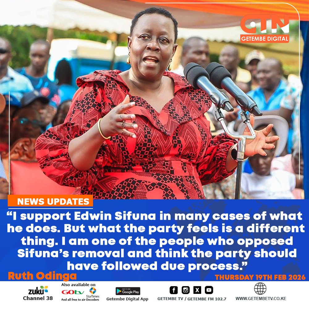 GetembeTV's tweet image. Ruth Odinga says she supports Edwin Sifuna in many of his actions adding that she opposed his removal and believes due process should have been followed.
#RuthOdinga #EdwinSifuna #KenyaPolitics #PartyPolitics #DueProcess