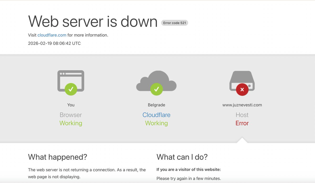 Situacija je vrlo ozbiljna, hakerski napadi ne prestaju i pojačavaju se. 

Zato otežano pristupate sajtu. 

Budite uz nas.

Reč je o DDoS napadima na deo infrastrukture gde je i server Južnih vesti. 

Odbranićemo vaše i naše Južne vesti.