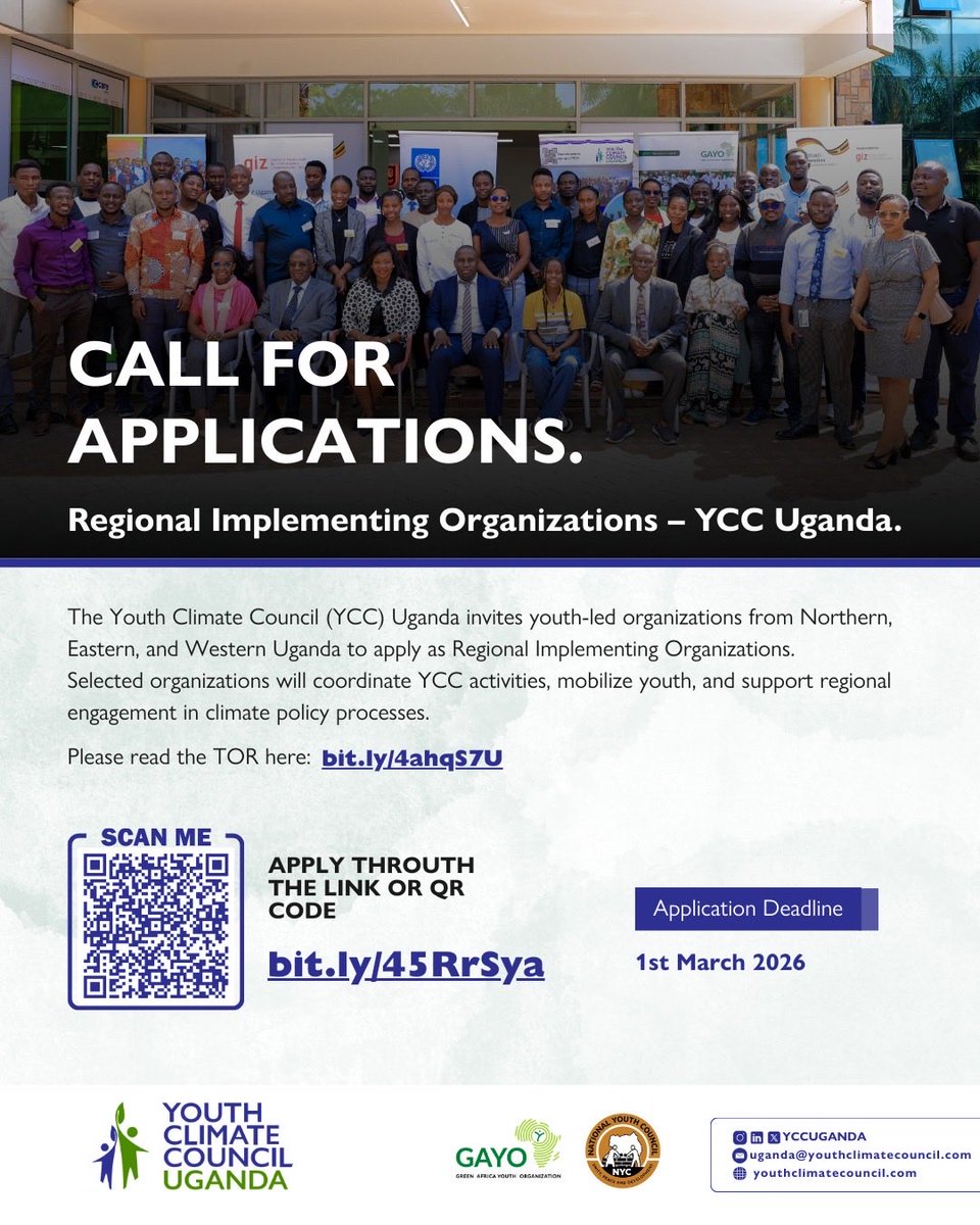 EvancoHR's tweet image. Call for applications @YCCUganda 

Apply here: bit.ly/45RrSya