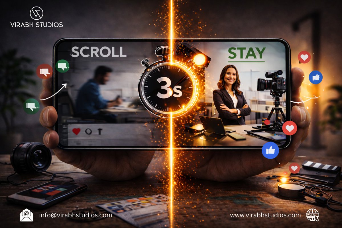 virabhstudios's tweet image. Your audience decides in 3 seconds whether to stay or scroll. Professional visuals don’t just look good — they build trust, authority, and impact. 🎬✨ 

virabhstudios.com | info@virabhstudios.com

#professionalvisuals #contentmarketing #brandauthority #virabhstudios