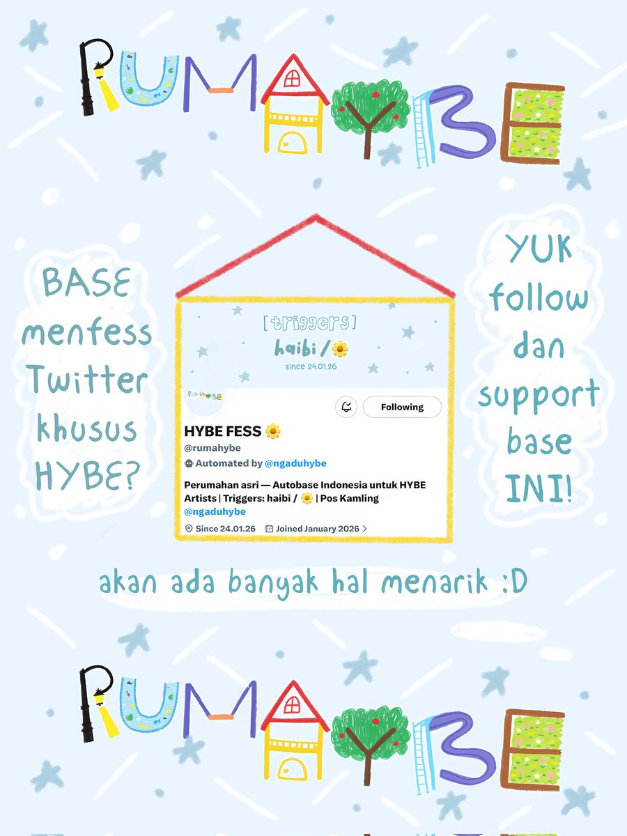 Halo aoring! 

Sekarang sudah ada base menfess baru khusus semua artist di bawah naungan HYBE Labels. Base ini adalah safe space buat kalian yang suka AOEN dan group HYBE lainnya. Yuk kita ramaikan konten AOEN di sana 👍

〔—<a href="/rumahybe/">HYBE FESS 🌼 ON</a>—〕