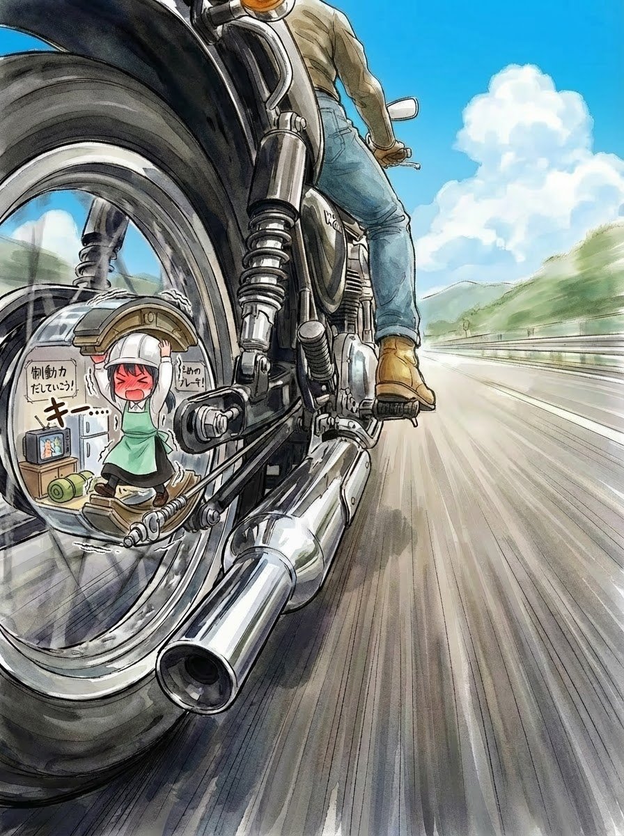 バイクのドラムブレーキの中の人