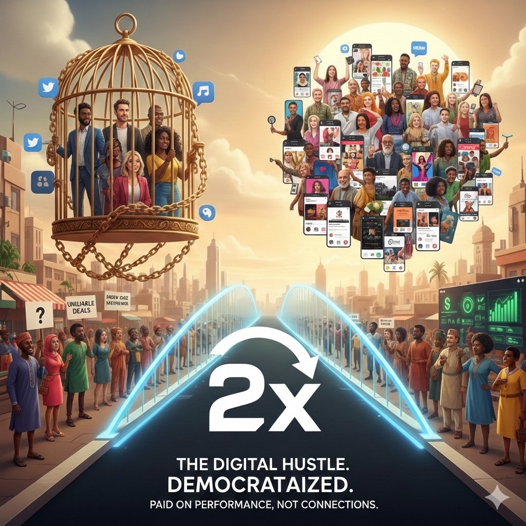 We all know the creator economy is gatekept by macros, SMEs are stuck with unreliable deals, 2x fixed it, Micro creators join pools, create UGC for brands, get paid on performance not connections. SMEs are assured ROI from competing creators. it's a win win for the digital hustle