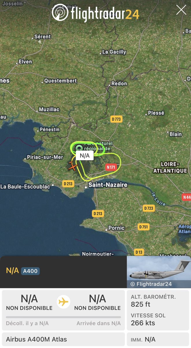 TrackeurADSB's tweet image. 🇫🇷 ORION 26 | Debut des opérations aériennes !

Les NOTAM sont activés les opérations aériennes basse altitude vont commencer entre la Loire Atlantique et le Morbihan comme le montre cet A400M à Saint-Nazaire très certainement en opération de parachutages afin de prendre le port.