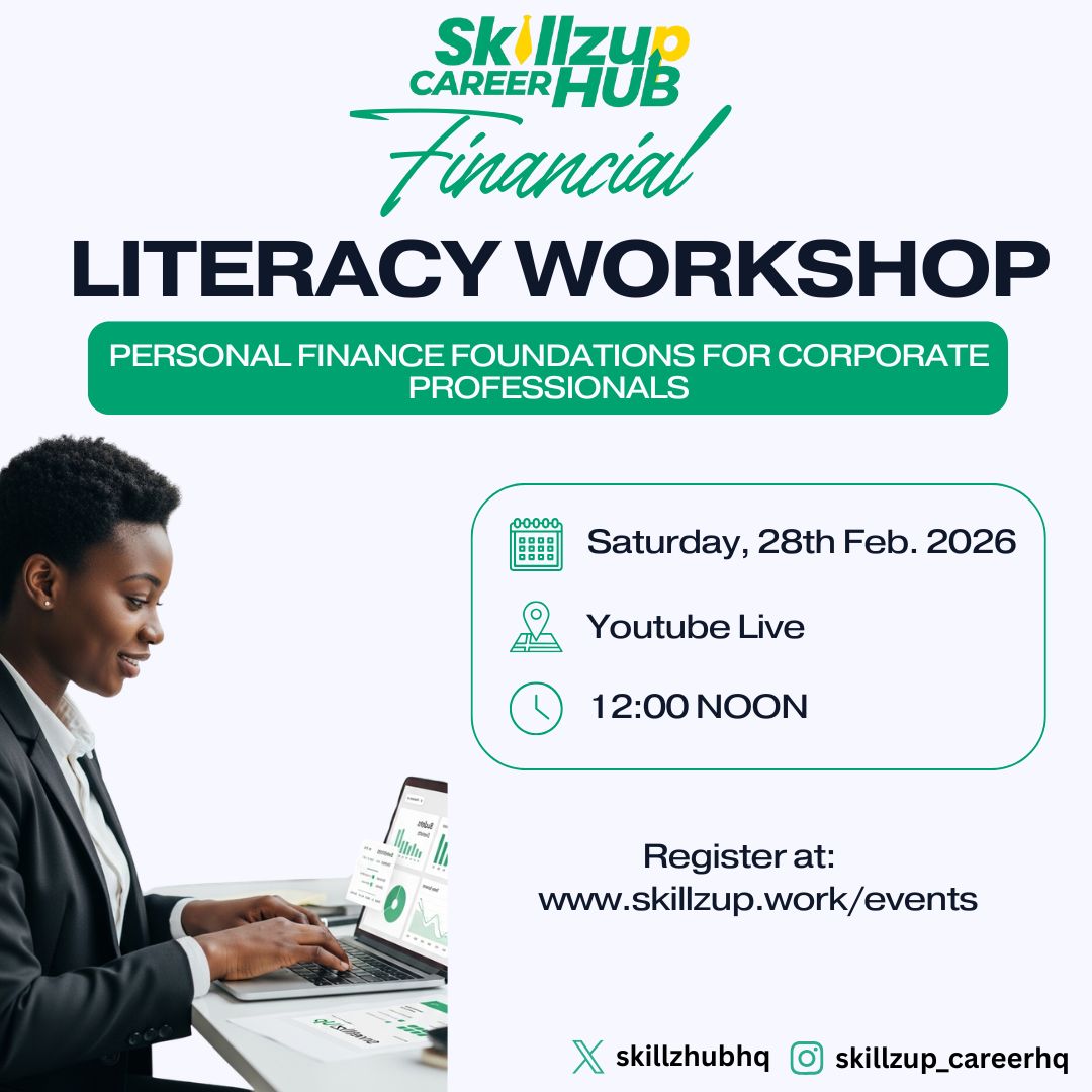 skillzhubhq's tweet photo. Your salary shouldn’t disappear before month-end.
Join our Financial Literacy Workshop for corporate professionals.
📅 Feb 28, 2026
🕛 12PM
📍 YouTube Live
Register: https://t.co/zwZ6bpIBRU�
#SkillzUp #FinancialLiteracy https://t.co/1Hs9nYpqPl