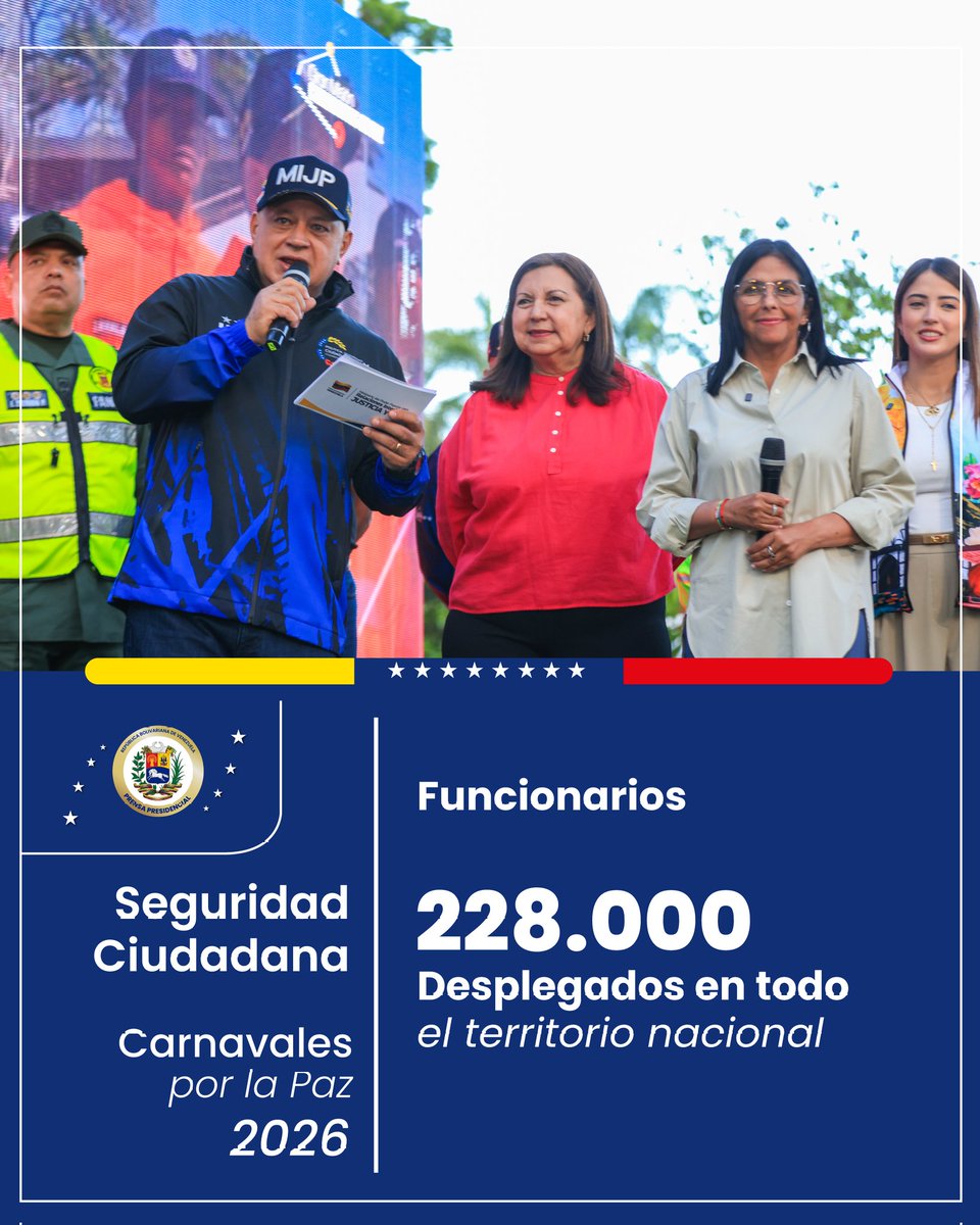presidencialve1's tweet photo. #EnCifras || Balance del despliegue «Carnavales por la Paz 2026», encabezado por la presidenta encargada, Delcy Rodríguez https://t.co/mXi5yObDYt