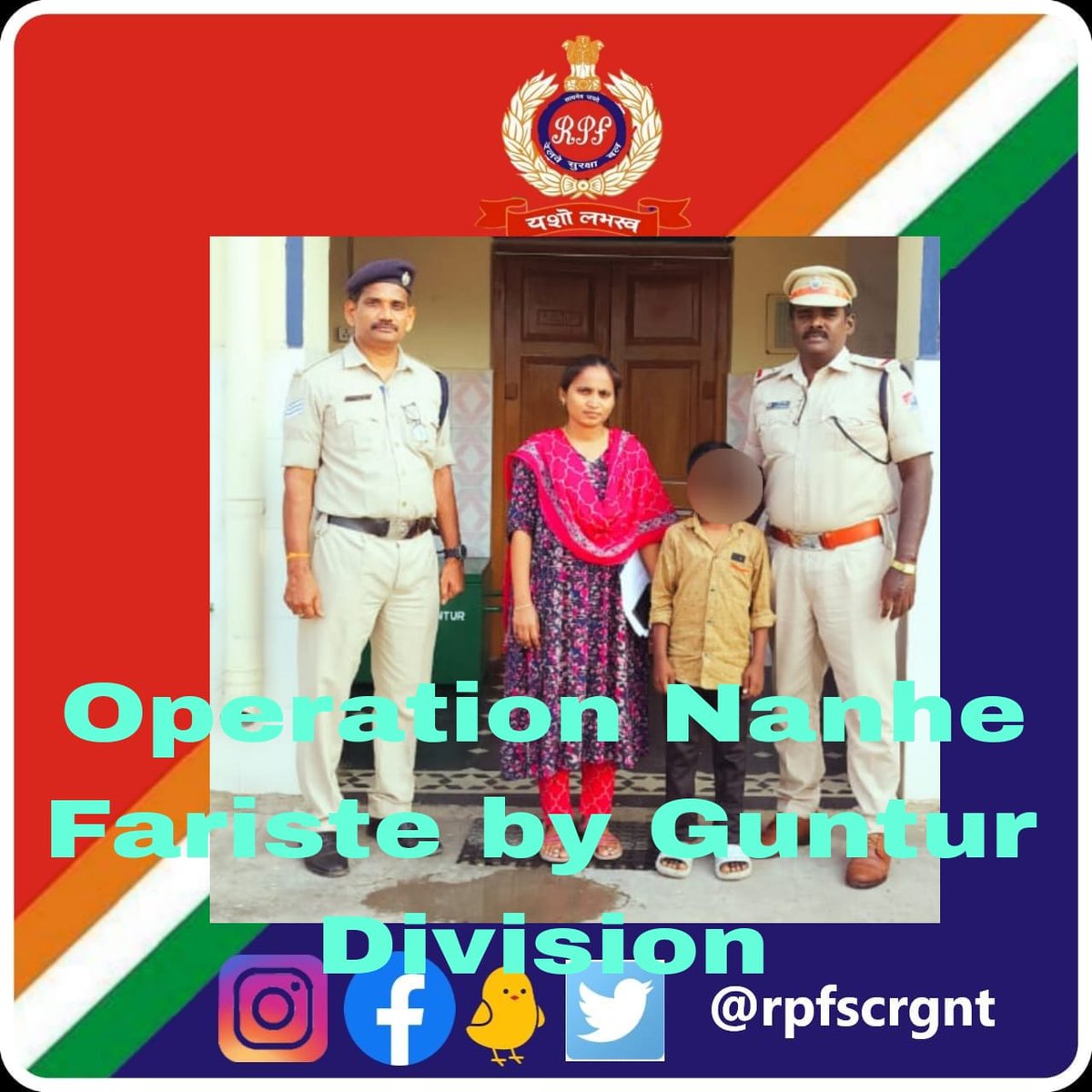 #OperationNanheFariste On 18.02.2026, RPF/Guntur staff rescued one minor boy at Guntur station. On enquiry, the boy was revealed that, he had run away from his home. ASIPF/GNT counselled the said minor boy and handed over to the Railway Child Help Desk, Guntur.