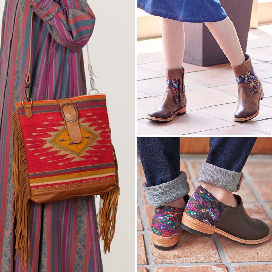 NEW メキシコの手織りラグを使った財布 オアハカのウールラグと牛革を