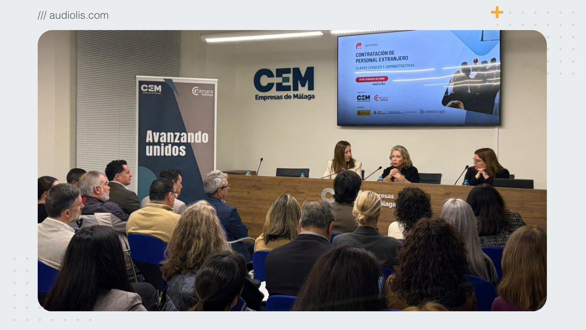 Jornada sobre contratación de talento extranjero
Ayer asistimos al encuentro organizado por <a href="/cemmalaga/">CEM</a> y la <a href="/Camara_Malaga/">Cámara de Comercio de Málaga</a>, centrado en mejorar la competitividad empresarial y ofrecer soluciones legales para la #contratación de personal #extranjero.