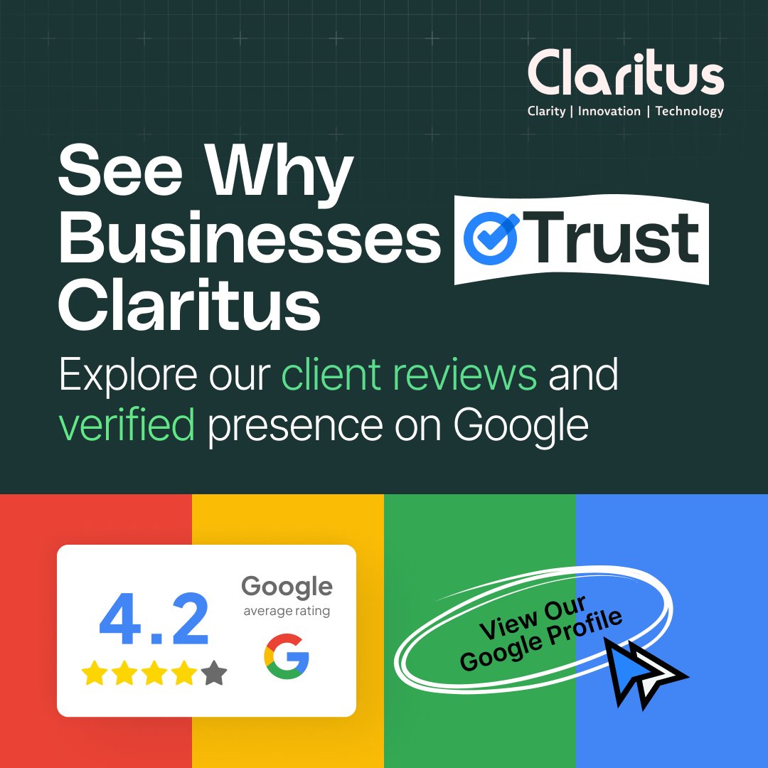 consultclaritus's tweet photo. Choosing the right IT partner starts with trust.
See how clients rate Claritus and explore our verified Google presence.
https://t.co/ExAbBugblu

#ClaritusConsulting #ITConsulting #DigitalTransformation #EnterpriseTechnology https://t.co/7TrltIdlpN