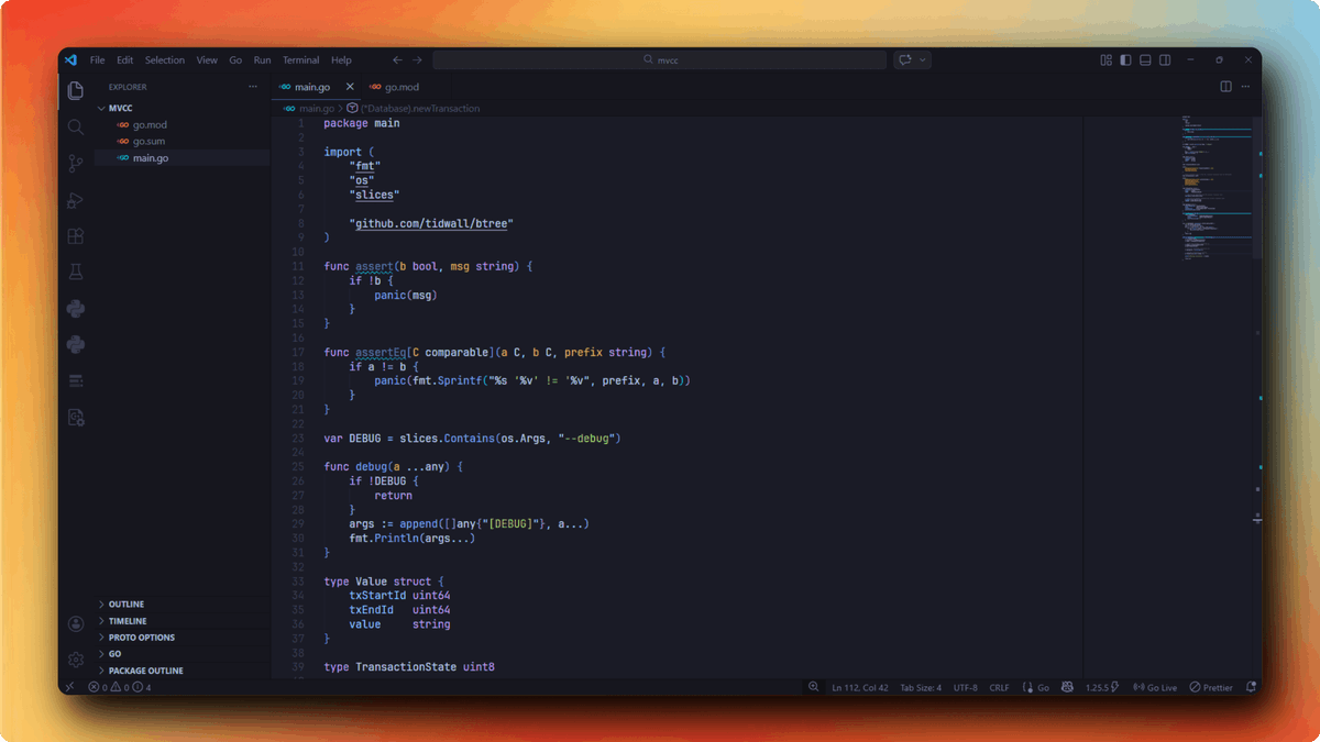 hey guyzz,  
after reading a few articles, I got a basic understanding of MVCC and how it’s implemented in postgres. I’ve started building a minimal version of it by implementing a kv store in golang, following the Eatonphill articles  though I still have some doubts about