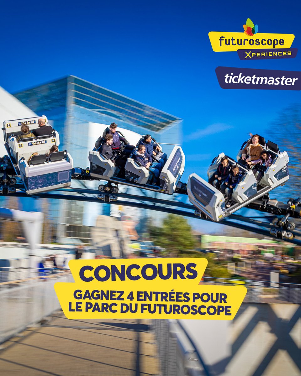 Partagez les meilleurs souvenirs avec 40 attractions et spectacles : jouez et gagnez 4 entrées pour le Parc du Futuroscope 🎢
Pour participer :
• S’abonner aux pages <a href="/TicketmasterFR/">Ticketmaster.fr</a> et <a href="/futuroscope/">Futuroscope</a>
• Commenter en identifiant quelqu’un pour venir avec vous

Tirage au sort
