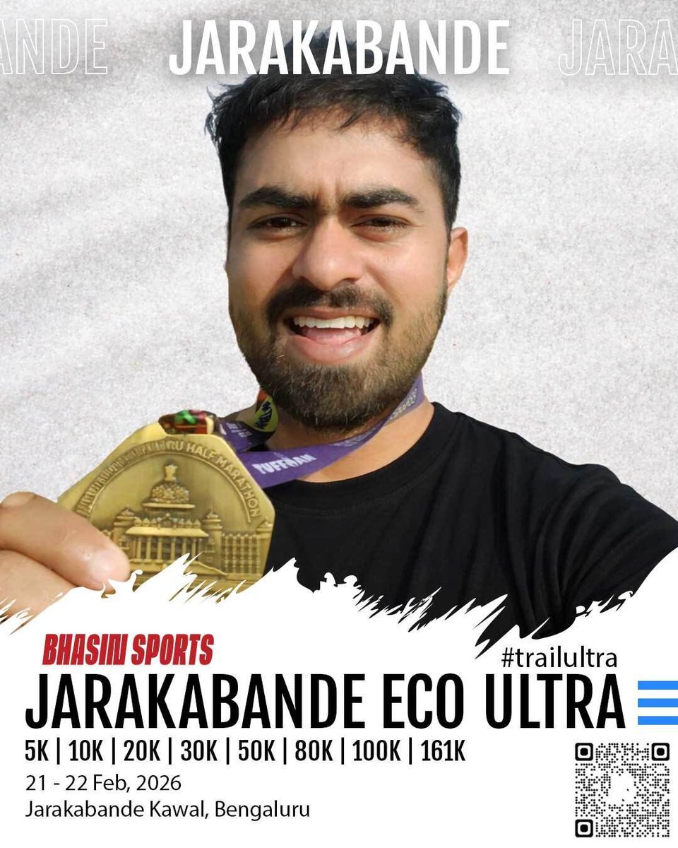 Jarakabande Eco Ultra is calling. 🌿🏃‍♂️
21–22 Feb at the wild and beautiful Jarakabande Kaval Forest.
Choose your challenge: 5K | 10K | 20K | 30K | 50K | 80K | 100K | 161K
From first-timers to ultra beasts, this is where you run with nature. 🔥🌲 

#JarakabandeEcoUltra
