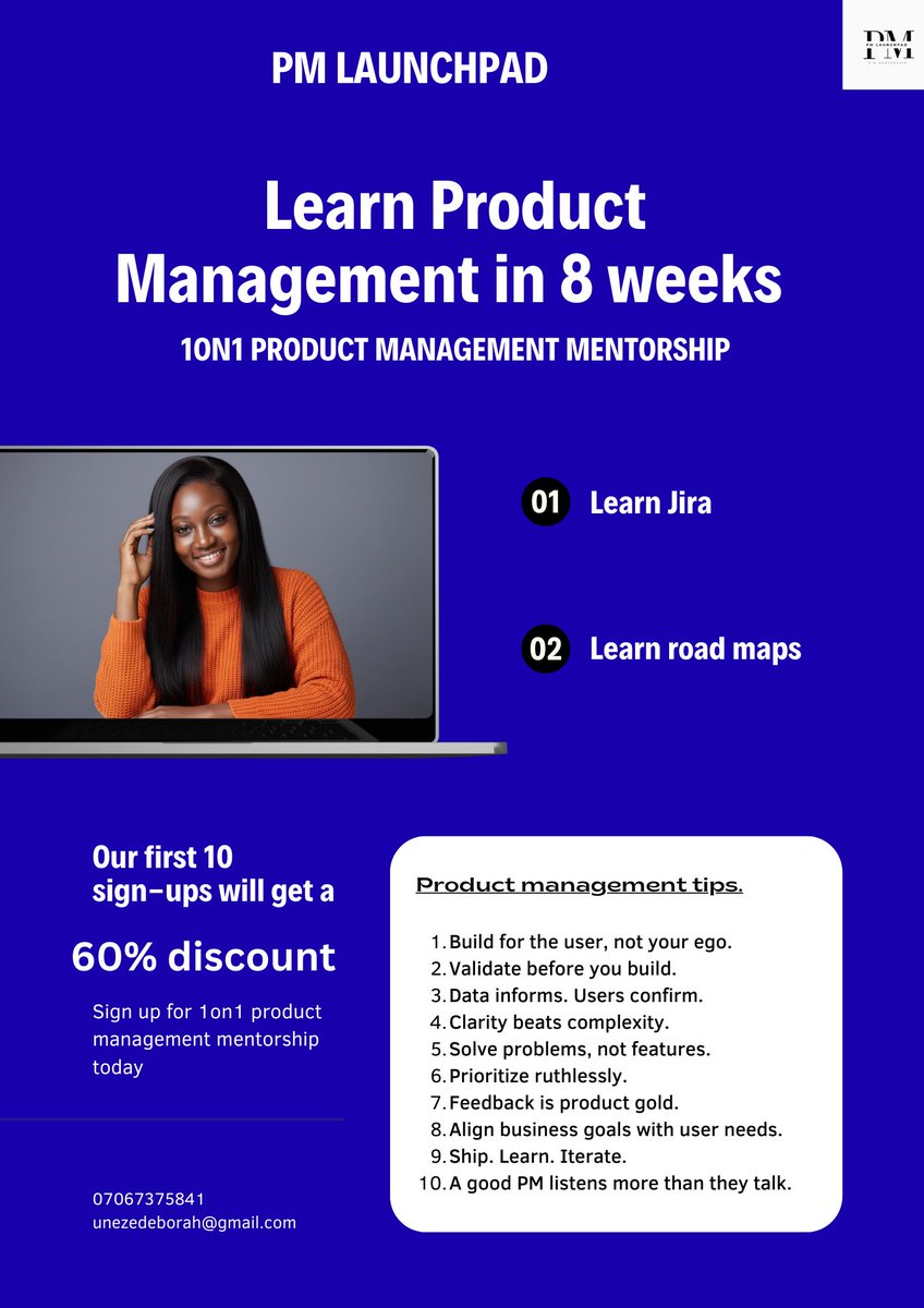 uneze_deborah's tweet image. You have no excuse now, send a direct WhatsApp message to 07067375841 to register #productmanagement101 #productmanagement #productmanagementcoach #productmanagementmentorship #productmanagementcommunity