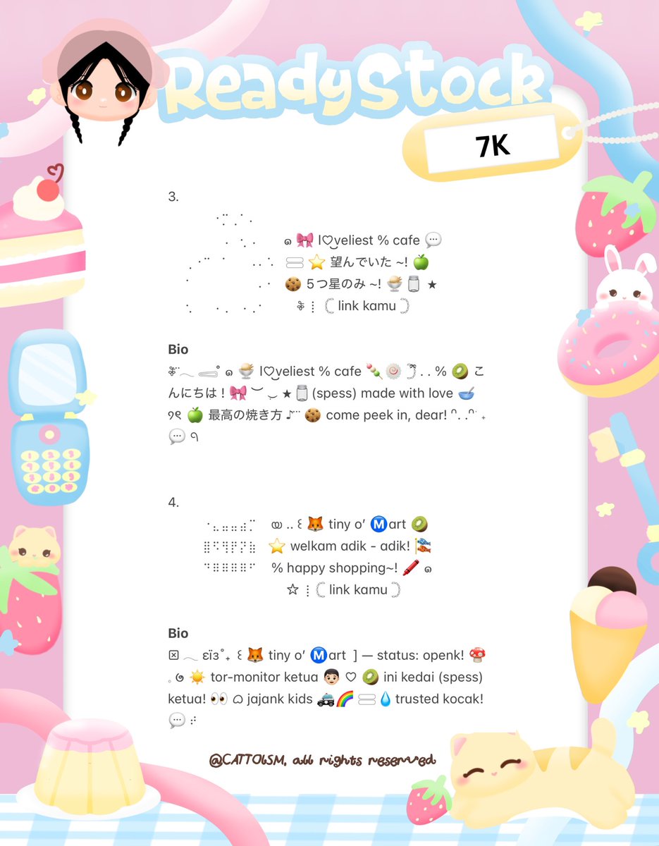 CATTOlSM's tweet image. ⣠ ︵  ♥︎  help repost?  tysm &amp;lt;3 ⭐️🎀  𓂅

◠  ⢸⠀ ada 5 bundle wording  bio &amp;amp; pinned kidcore  &amp;amp;  cute  rs. . 🎶🍏  𓂃. εїз   promo  hanya  7k .ᐟ.ᐟ  &amp;gt;___%  💬👧🏻   ▷  mari  ketuk  DM yaa. . ✋🏻 ₊˚𓂂

☆ —— alt for details! . . 🐈💧
# zonauang  %  # zonajajan  %  # zonaba