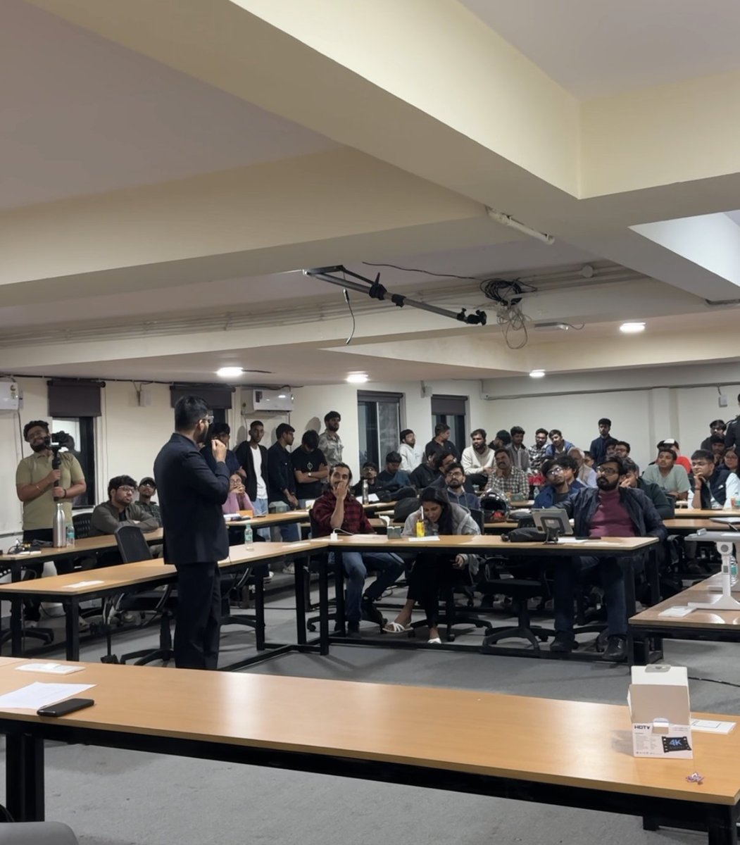 adityakumarx's tweet photo. Great time at AI Impact Summit – Founders Connect @100xSchool 

After the chaos of the main summit, this felt great.
Smaller room. Impactful conversations. 

Listening to @blockchainbalak  is always energizing.

Thanks @kingofknowwhere  for hosting. Solid vibe. https://t.co/6Ti2JxXgD8