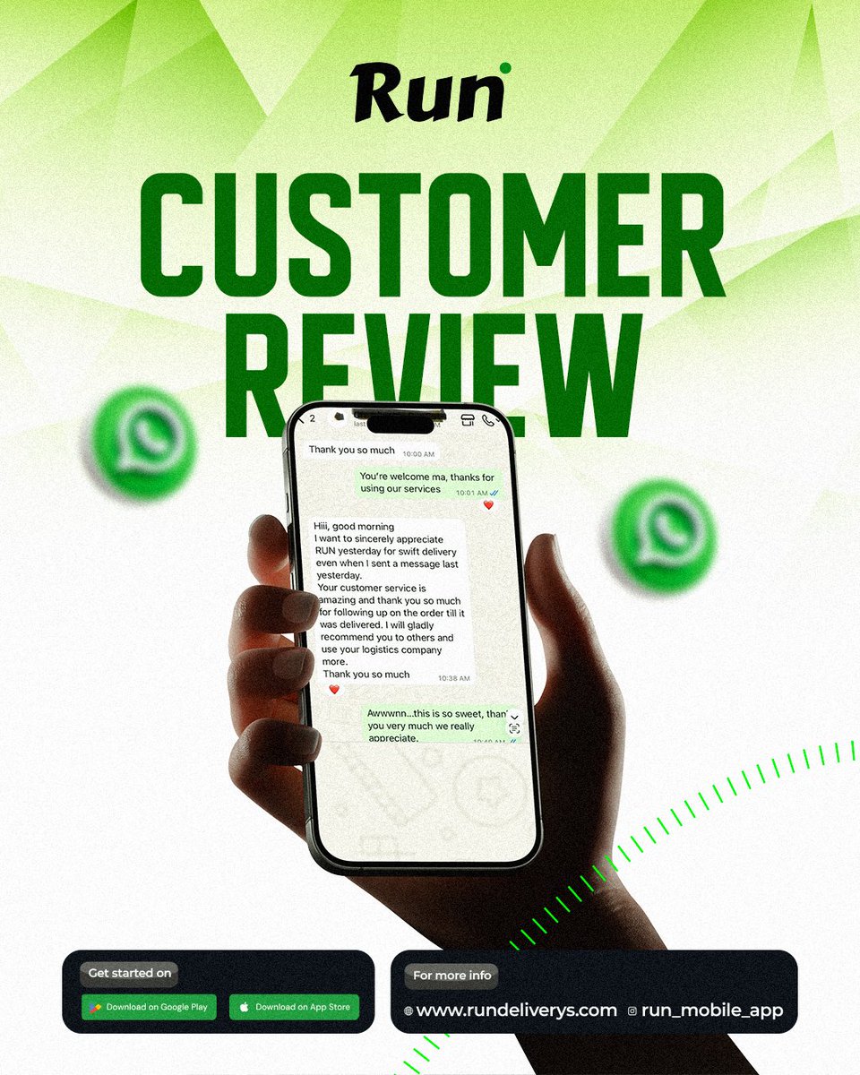 Every review is a reminder that what we do matters. 

This review made our day but really, it’s you who make it all worth it.

If you haven’t already joined the RUNTribe, this is your sign. 

Download the RUN App on iOS or Google  Playstore