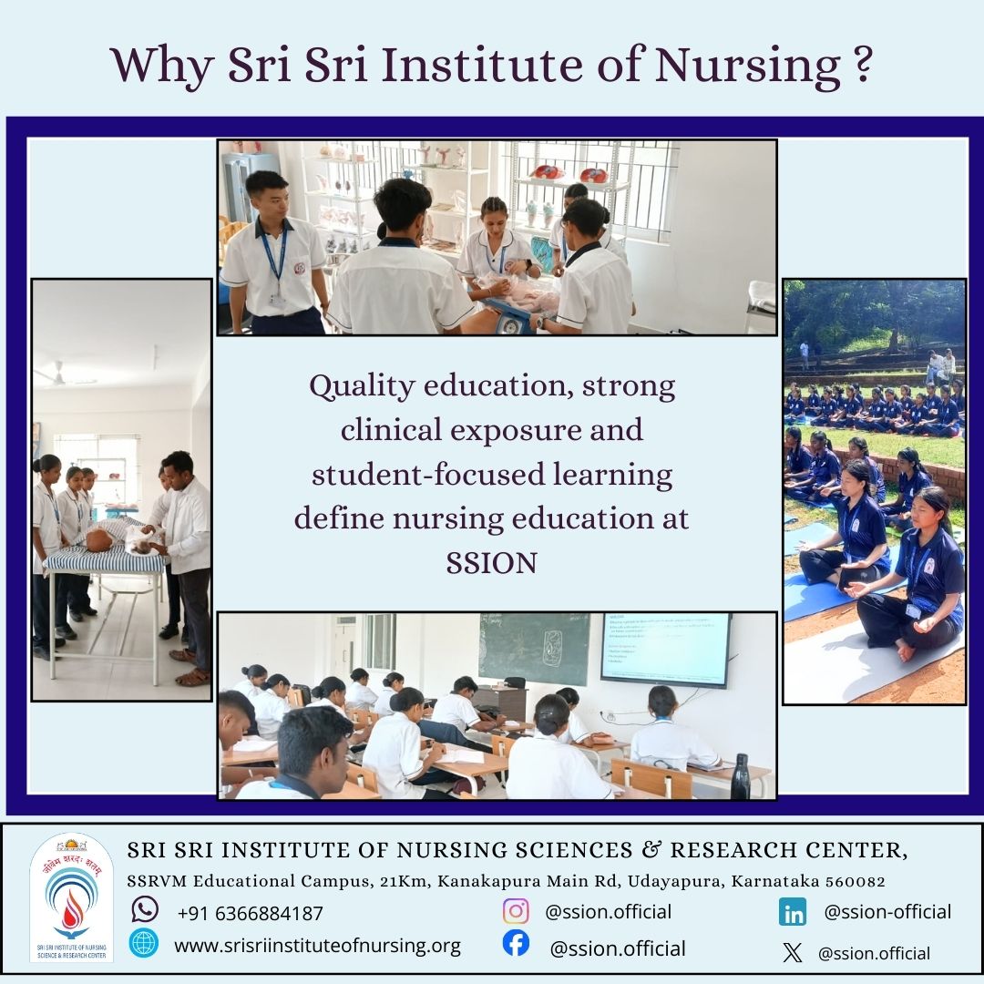 At SSION, quality education, strong clinical exposure, and student-focused learning come together to shape confident nursing professionals. #Nursing #NursingEducation #BScNursing #GNM #SriSriInsituteofNursing