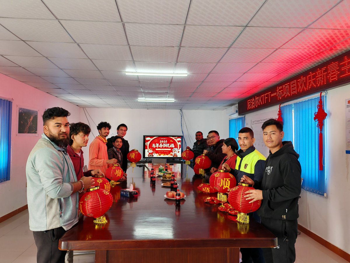 CSCECNepal's tweet photo. At the "Chinese Spring Festival" event site in Nepal Project, the Chinese staff vividly explained the history and traditional customs of the Chinese Spring Festival to the Nepalese staff, and together they made Chinese lanterns. There was a lot of laughter and joy at the scene. https://t.co/faejVD1FSg