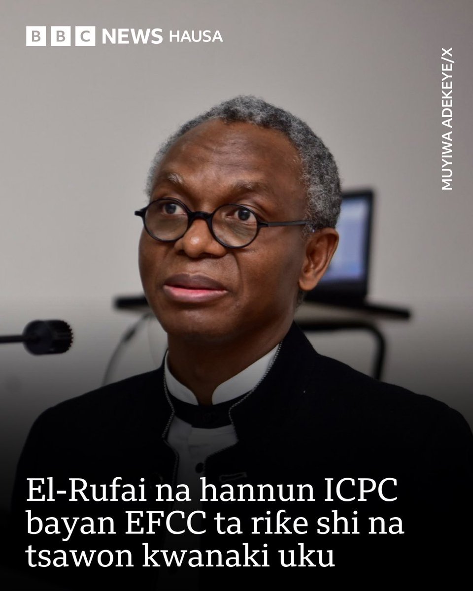 Mai bai wa tsohon gwamnan Kaduna, Nasir El-Rufai shawara kan harkokin yaɗa labarai, Muyiwa Adekeye ne ya bayyana hakan a shafinsa na X.

Dama dai tun ranar Litinin El-Rufai yake hannun hukumar cin hanci da rashawa ta Najeriya, EFCC.

Har yanzu ba a samu bayanai kan me hukumar ta