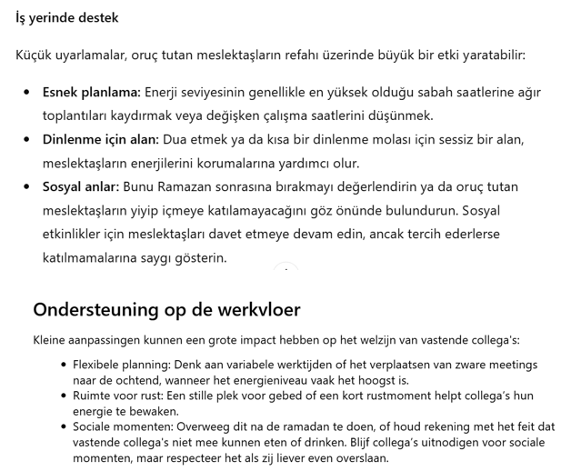 Amsterdam Belediyesinin oruclu  calisanlari icin ''Ramazan boyunca birlikte güçlü: farkındalık ve kapsayıcılık'' adli bildirisi