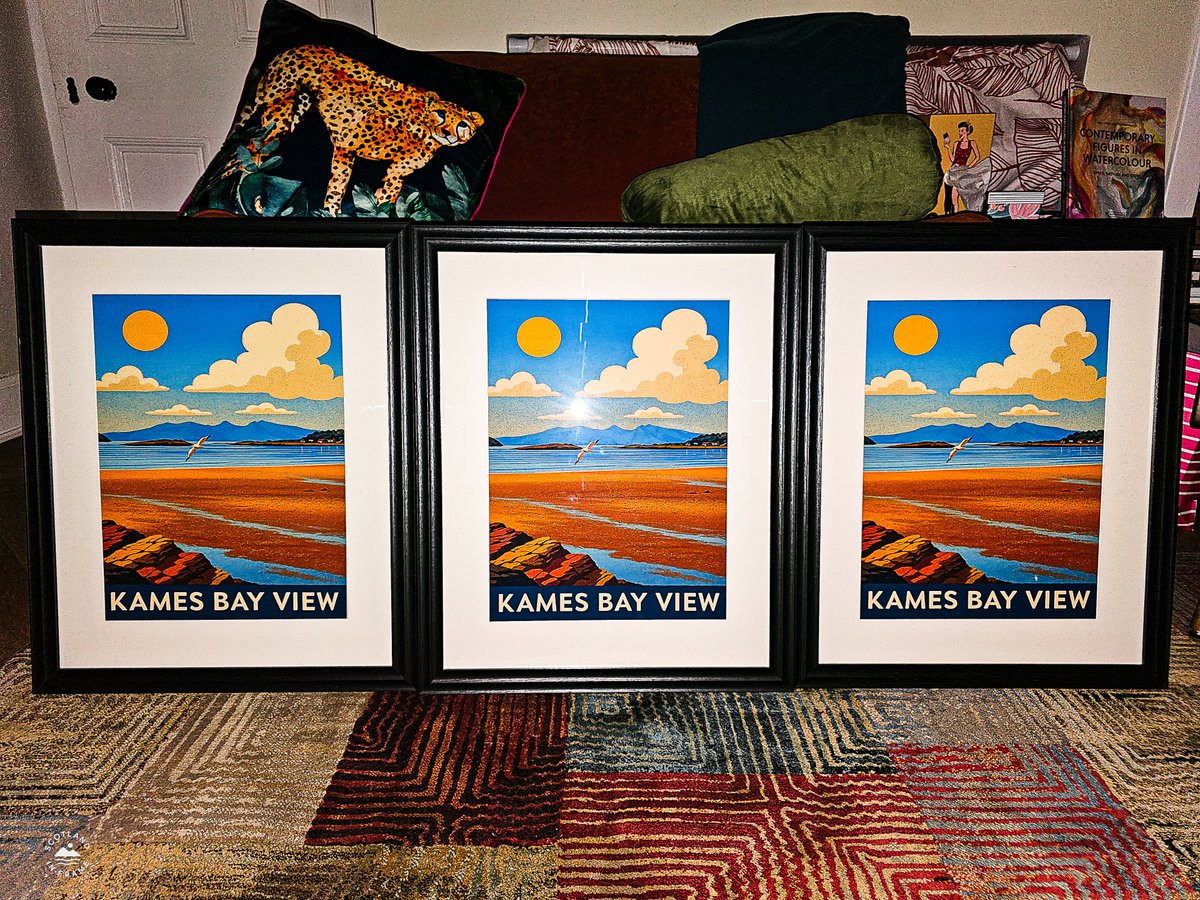 StephenAHenry's tweet photo. Delighted to be sending six frame vintage travel posters of the Croc Rock and Kames Bay View across a HUGE expanse of water (OK - the Firth of Clyde)

To #Millport on the #IsleOfCumbrae

Generated using a 7 steps process

#VintageTravelPoster #ScotlandInFrame.Art https://t.co/rXrJLqBoj8