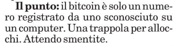 crypto_gateway's tweet photo. il bitcoin è solo un numero registrato da uno sconosciuto su un computer

attendo smentite https://t.co/wGa4p2IKec