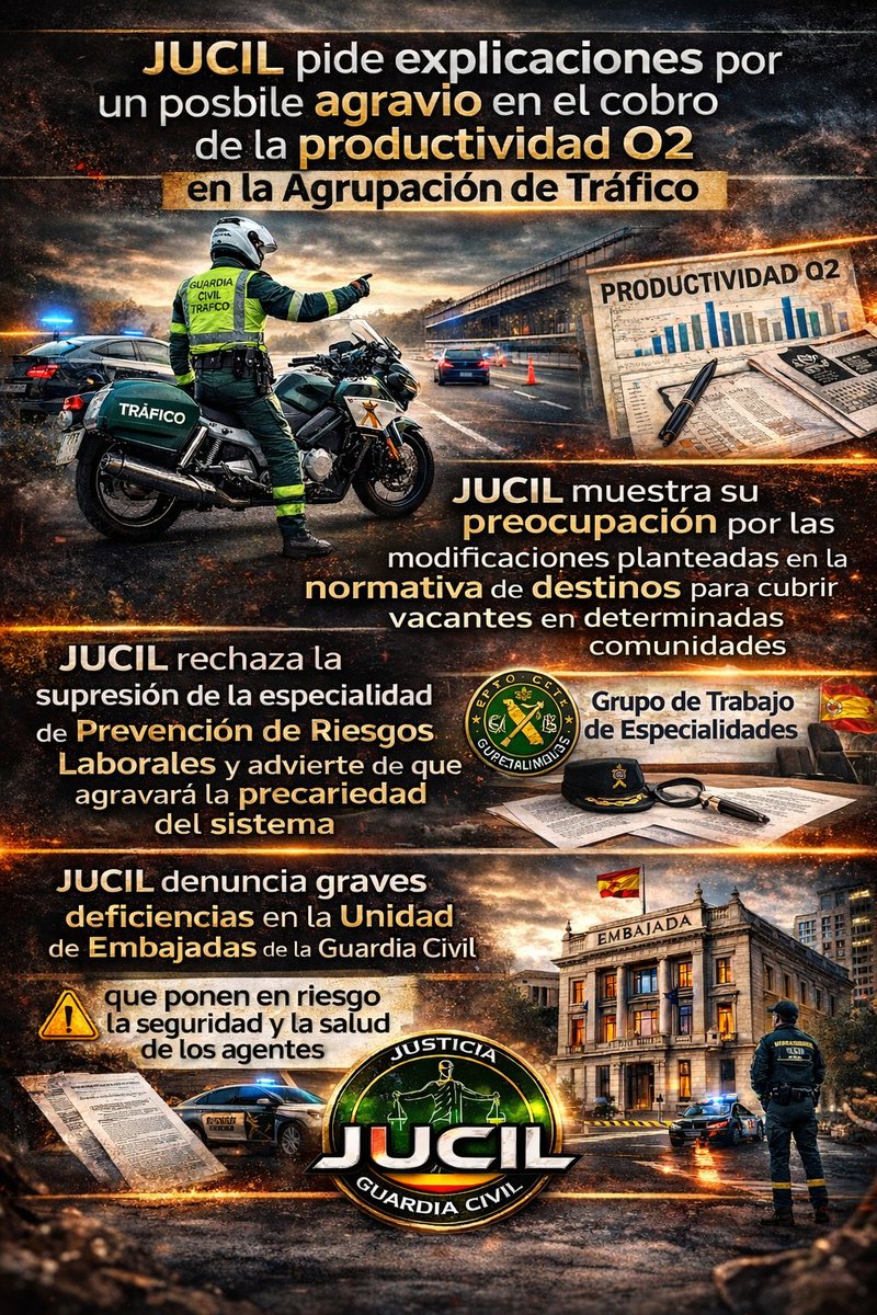 ⚪ #JUCIL_AL_DIA | 𝗚𝗿𝘂𝗽𝗼𝘀 𝗱𝗲 𝘁𝗿𝗮𝗯𝗮𝗷𝗼, 𝗽𝗲𝘁𝗶𝗰𝗶𝗼𝗻𝗲𝘀 𝘆 𝗱𝗲𝗻𝘂𝗻𝗰𝗶𝗮𝘀 de la Asociación Profesional de la Guardia civil, #JUCIL..

¡𝗣𝗢𝗥 𝗧𝗜. 𝗣𝗢𝗥 𝗧𝗨𝗦 𝗗𝗘𝗥𝗘𝗖𝗛𝗢𝗦. 𝗦𝗜𝗡 𝗗𝗘𝗦𝗖𝗔𝗡𝗦𝗢!

1️⃣ 𝗝𝗨𝗖𝗜𝗟 𝗽𝗿𝗲𝘀𝗲𝗻𝘁𝗮 𝘂𝗻 𝗲𝘀𝗰𝗿𝗶𝘁𝗼 a