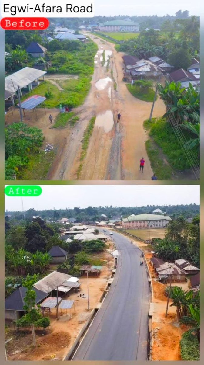 TonyeBarcanista's tweet photo. Before &amp; After: The transformation of the Egwi–Afara–Mba Road,  flagged off by Governor Sim Fubara on December 12, 2024 and now 85% complete.

 Progress you can see, impact you can feel. #SimWorks

#RiversStateShallBeGreatAgain https://t.co/M5VdR9OEIv
