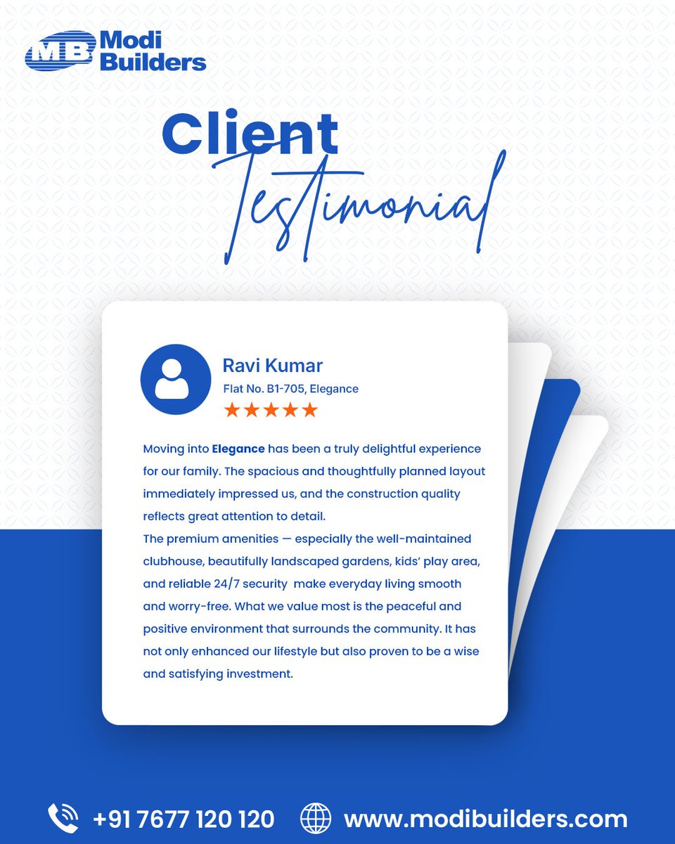ModiBuildersHyd's tweet image. A heartfelt thank you to Ravi Kumar for sharing your wonderful feedback! 🌟
We’re proud to see happy homeowners at Flat No. B1-705, Elegance. Your trust inspires us to build even better homes every day. 🏡✨
#Grateful #HappyHomeowner #ClientLove #EleganceHomes #ModiBuilders