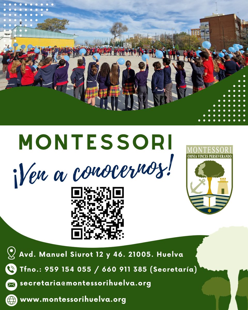 📢 𝗠𝗢𝗡𝗧𝗘𝗦𝗦𝗢𝗥𝗜, 𝗩𝗘𝗡 𝗔 𝗖𝗢𝗡𝗢𝗖𝗘𝗥𝗡𝗢𝗦. 

En nuestro Colegio Montessori abrimos nuestras puertas para que puedas conocernos de cerca y descubrir todo lo que hace especial a nuestro proyecto educativo 💙