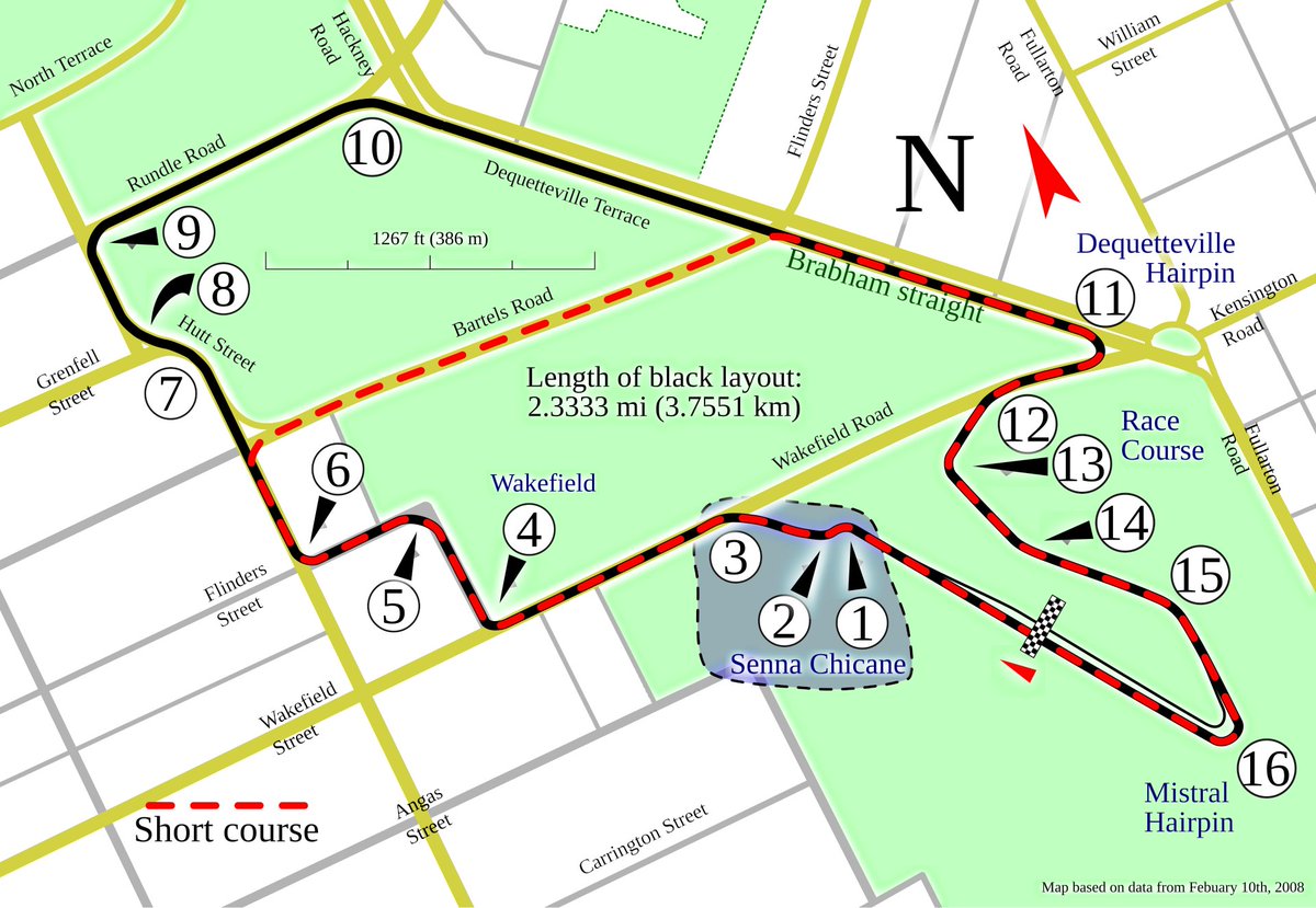 The Adelaide #MotoGP circuit - 18 corners, 2.6 miles/4.2km - will be based on the 1985-1995 F1 layout. Obvs the circuit will have to meet modern safety standards, so it's less likely to be super-dangerous &amp; more likely to be slow &amp; a bit boring, like Balaton