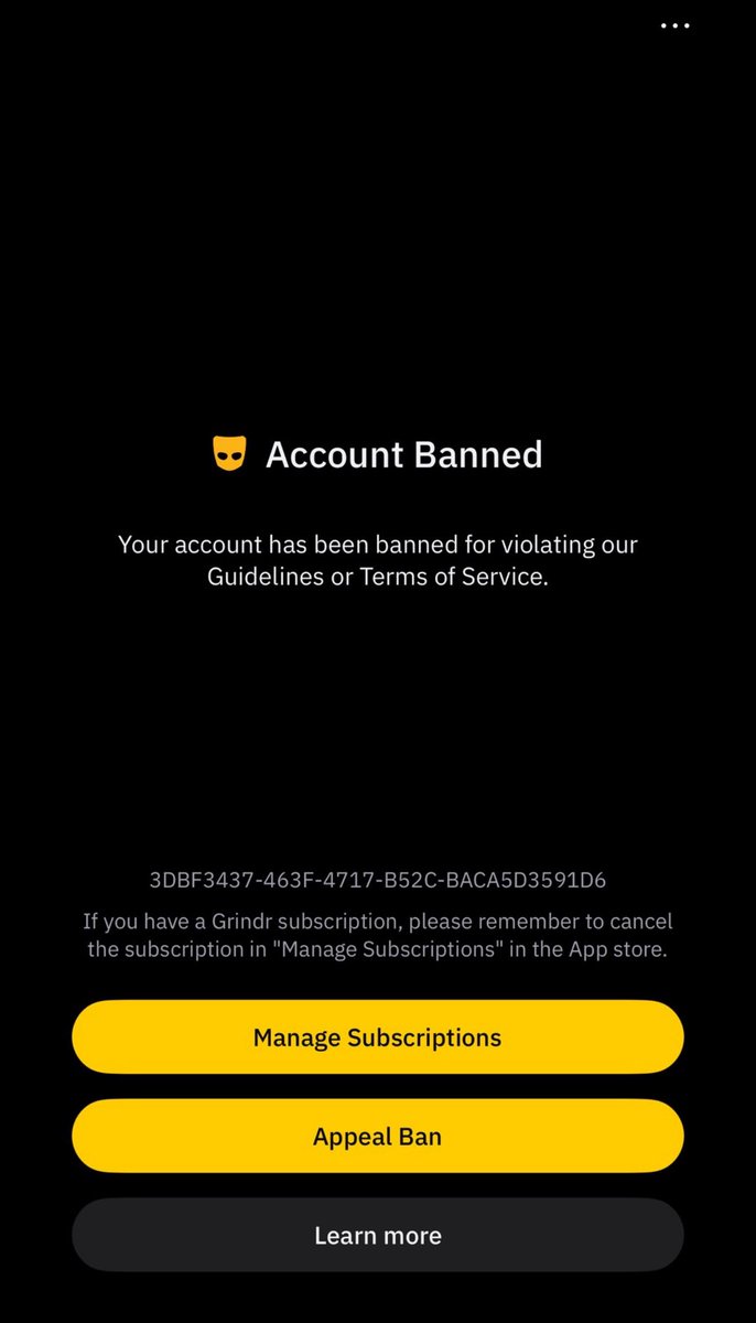 du00329119's tweet photo. Hi @Grindr  I was previously banned, and a team member on Twitter told me Angelique lifted my ban. I never received an email from her, and when I try to log in it still says my account is banned 😢 I just want to access my account again. Here’s what shows up, please help https://t.co/ebv4ksOhHm