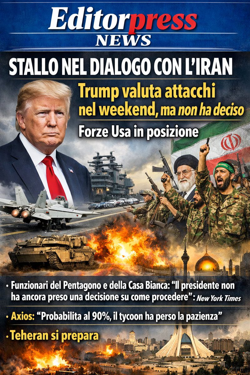 editorpress's tweet image. Usa-Iran, si blocca il dialogo. Tramp valuta attacchi nel weekend. #Iran #USA