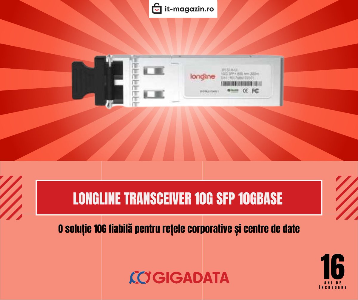 gigadataittech's tweet photo. Performanță 10G pentru infrastructura ta IT!
Alege performanță, alege siguranță, alege experiența de peste 16 ani în domeniu!
👉🏻https://t.co/Z6qbCzoZNW
#Longline #Transceiver #SFPPlus #10G #10GBASE #Retele #DataCenter #Networking #Gigadata #ITMagazin #SolutiiIT #Performanta https://t.co/bYbqrN3peK