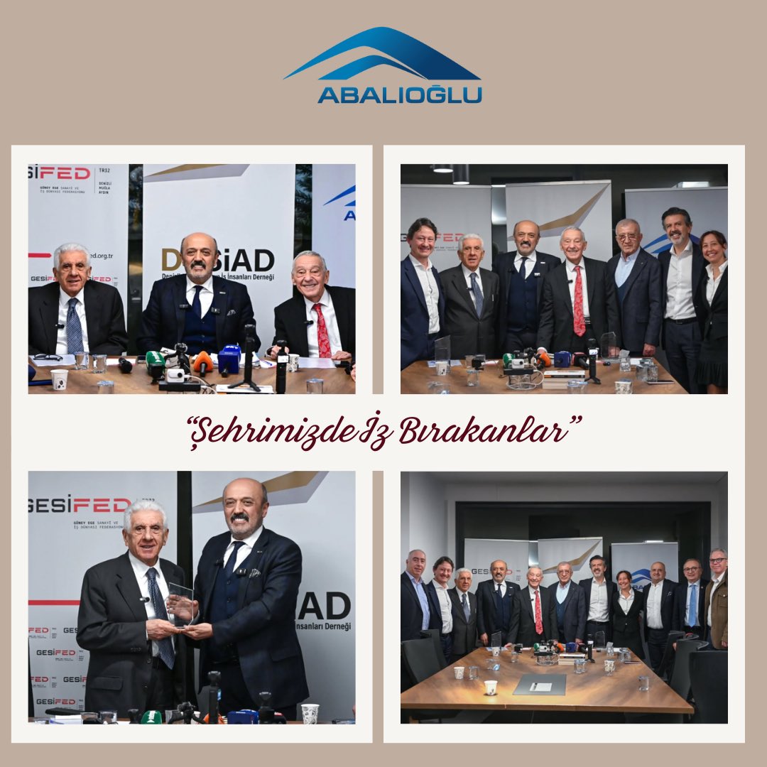 abaliogluhldg's tweet photo. Abalıoğlu Holding olarak, 16 Şubat 2026 tarihinde Denizli Sanayici ve İş İnsanları Derneği (DESİAD) tarafından, Başkan Nuri Turgut moderatörlüğünde düzenlenen “Şehrimizde İz Bırakanlar” programına konuk olduk.
Yönetim Kurulu Başkanı Ali Abalıoğlu ve Başkan Yardımcısı İsmet.. https://t.co/tGrQhJyVq6