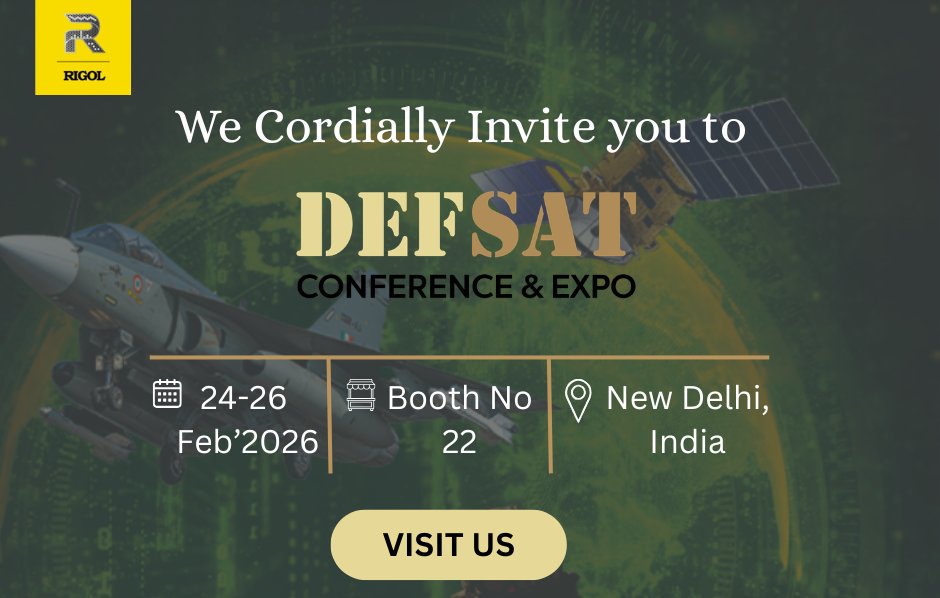 RigolIndia's tweet photo. Excited to be part of DefSat Conference &amp; Expo 2026!

Visit our booth to connect with our experts, experience live demos, and explore solutions tailored for defence and space applications.
#DefSat2026 #RIGOL #Defence #Aerospace #RF #Satellite #TestAndMeasurement #Innovation https://t.co/4kjg2hCez4